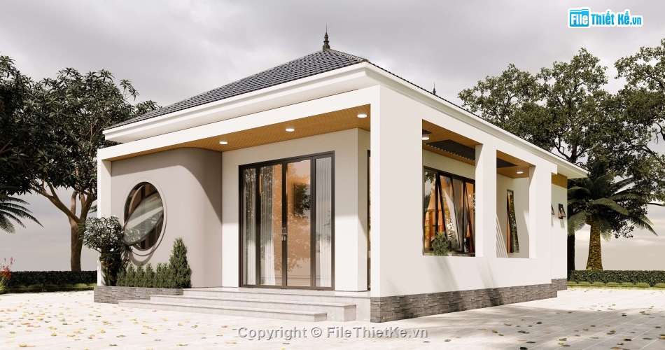 full thiết kế nhà 8x16m,nhà 8x16m mái nhật,nhà 1 tầng 8x16m