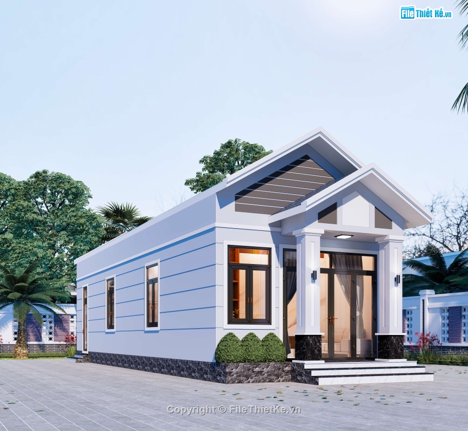 Full hồ sơ thiết kế,nhà mái thái,mái thái 1 tầng,1 tầng