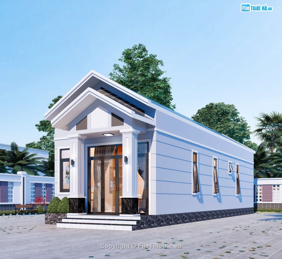 Full hồ sơ thiết kế,nhà mái thái,mái thái 1 tầng,1 tầng