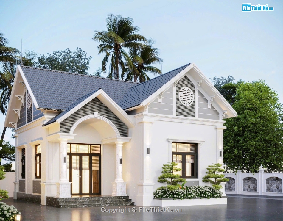 Full hồ sơ thiết kế,nhà mái thái,thiết kế nhà mái thái,nhà 1 tầng,bản vẽ nhà 1 tầng nông thôn,nhà 1 tầng mái thái ở quê