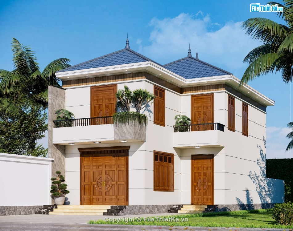 nhà 2 tầng mái nhật 8x13.1m,nhà 2 tầng,full hồ sơ nhà 8x13.1m