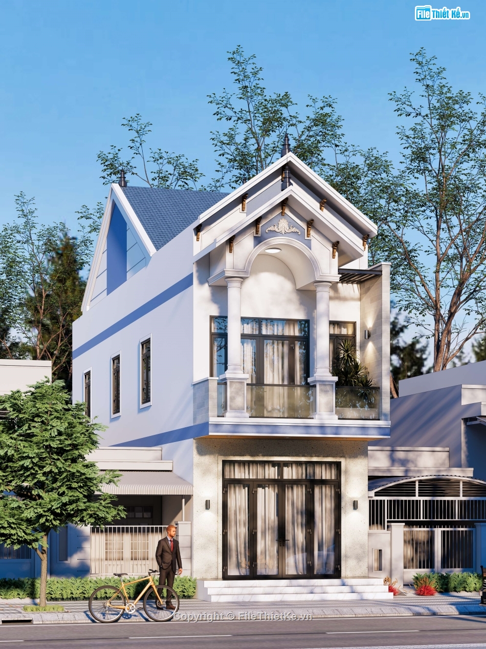 Full hồ sơ thiết kế,nhà mái thái,nhà 2 tầng mái thái,thiết kế nhà