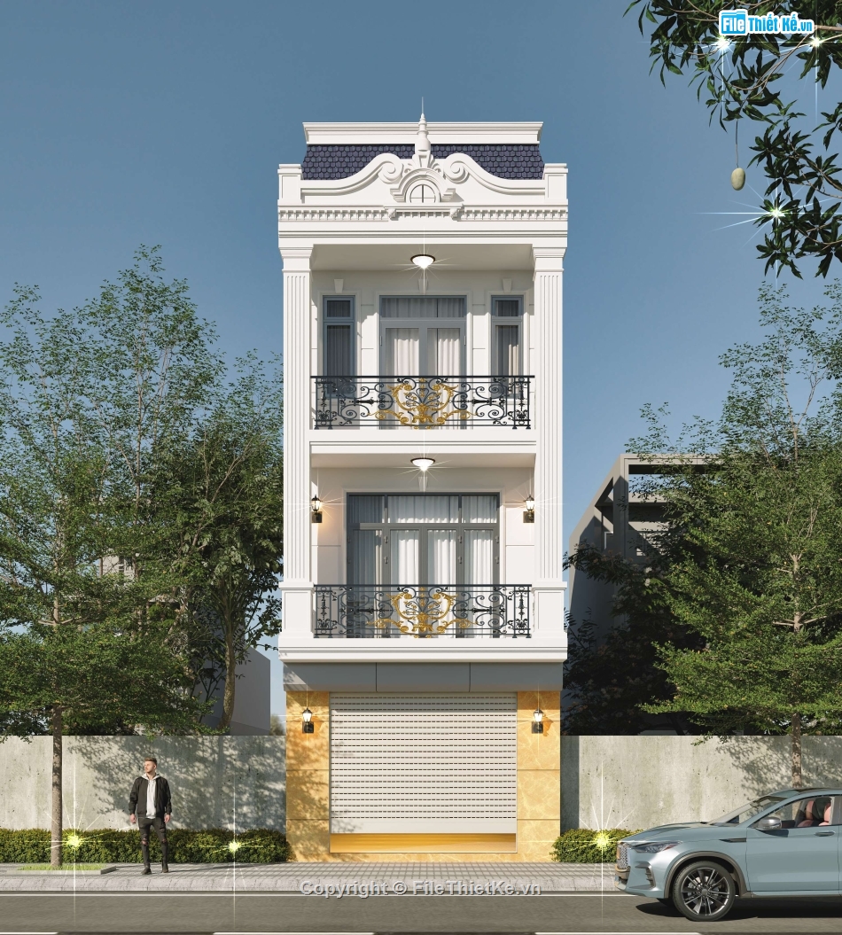 nhà 3 tầng,thiết kế nhà 3 tầng,nhà phố 3 tầng,cad nhà phố 3 tầng