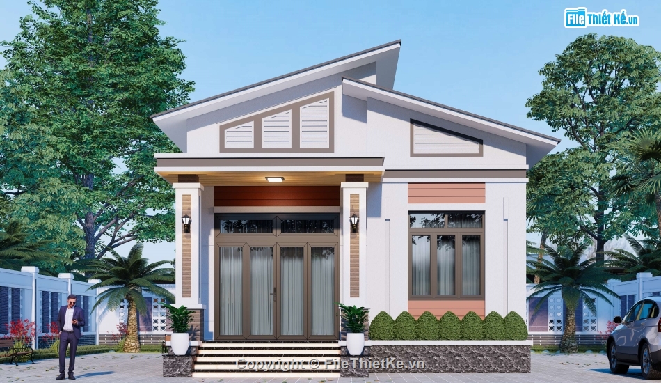 Full,thiết kế nhà cấp 4,nhà kích thước 8 x 12m,nhà cấp 4,12m,hồ sơ thiết kế nhà