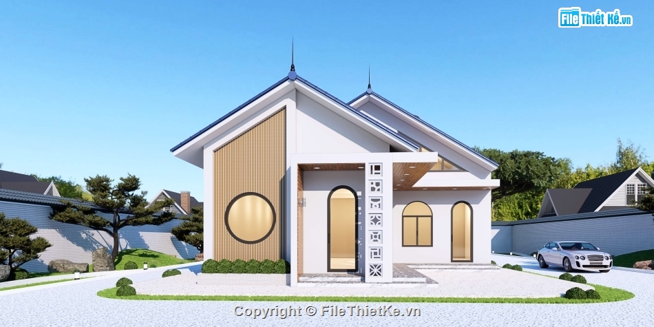 Full hồ sơ thiết kế nhà mái thái,Nhà mái thái cấp 4,Nhà mái thái