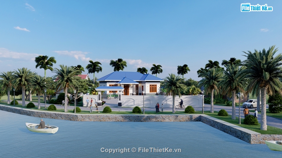 biệt thự nhà vườn,nhà 1 tầng mái nhật,nhà mái nhật1 tầng revit,biệt thự sân vườn