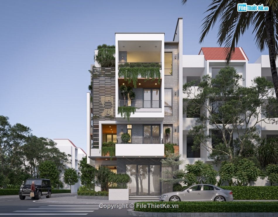 Full hồ sơ thiết kế,thiết kế nhà phố,model nhà phố file sketchup,nhà phố 2 mặt tiền,bản vẽ nhà phố hiện đại 4 tầng,hồ sơ thiết kế nhà phố