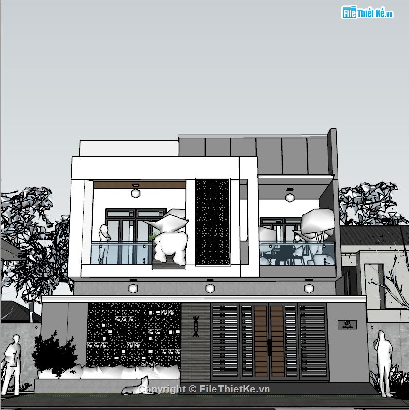 full nhà phố,file sketchup,thiết kế nhà,nhà phố 1 trệt 1 lầu ngang 10m,nhà phố 1 trệt 1 lầu