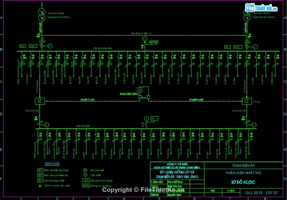 Trạm biến áp,trạm biến áp 110kV,bản vẽ cad trạm biến áp 110kV,thiết kế TBA 110kV,bản vẽ TBA 110kV
