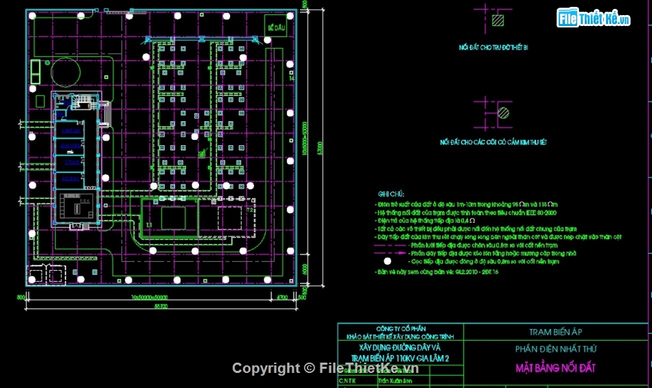Trạm biến áp,trạm biến áp 110kV,bản vẽ cad trạm biến áp 110kV,thiết kế TBA 110kV,bản vẽ TBA 110kV