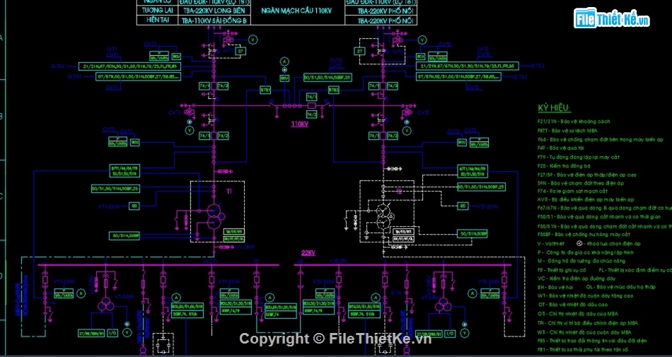 Trạm biến áp,trạm biến áp 110kV,bản vẽ cad trạm biến áp 110kV,thiết kế TBA 110kV,bản vẽ TBA 110kV