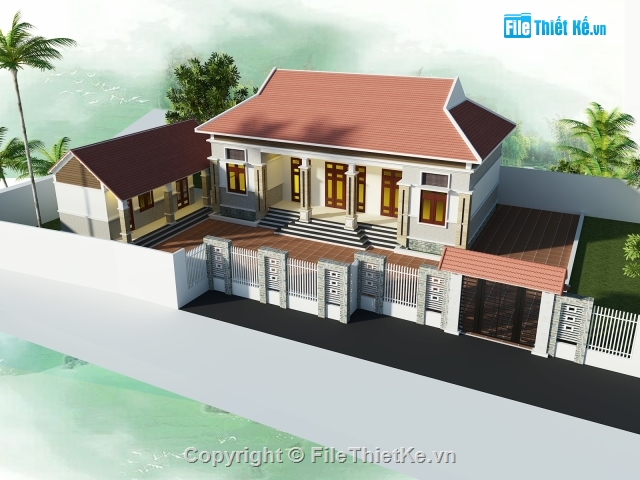 nhà mái thái,nhà 5 gian,nhà 5 gian mái thái,sketchup nhà 5 gian mái thái,kiến trúc nhà 5 gian mái thái,kết cấu nhà 5 gian mái thái