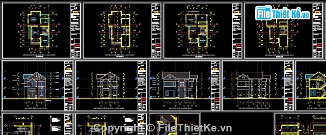 kiến trúc nhà 2 tầng,kết cấu 2 tầng,nhà 2 tầng mái thái,Full kiến trúc - kết cấu nhà 2 tầng mái thái