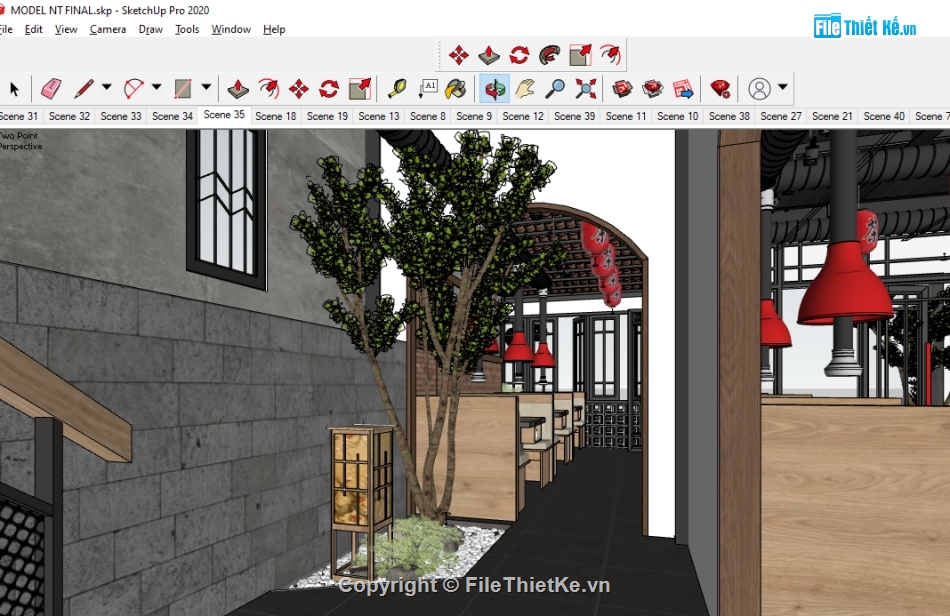 sketchup cửa hàng,sketchup nội thất,nội thất quán ăn,3d su nội thất