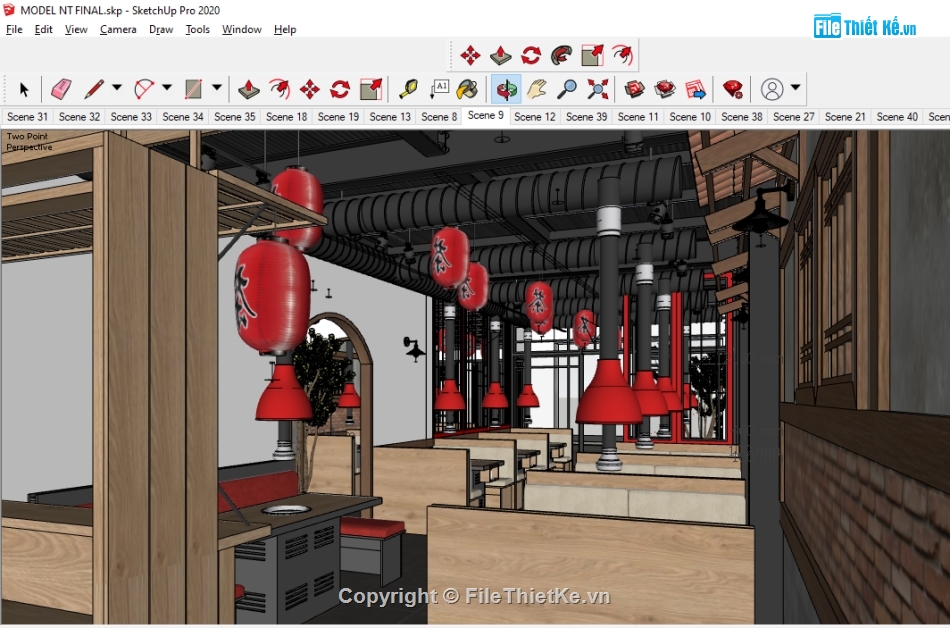 sketchup cửa hàng,sketchup nội thất,nội thất quán ăn,3d su nội thất