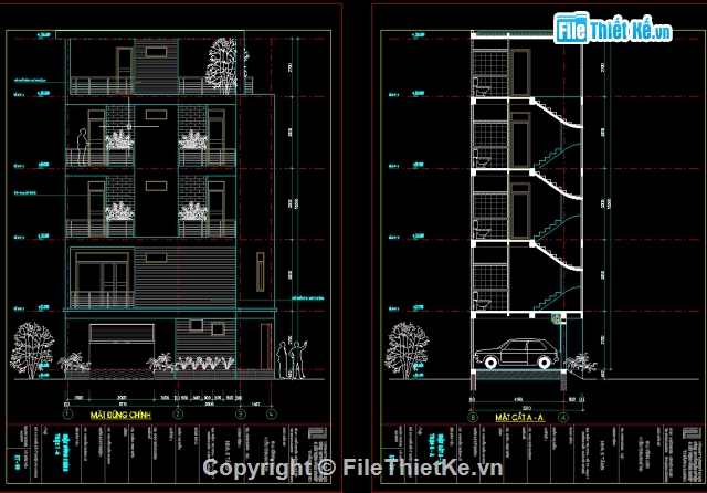 full thiết kế nhà1 kt:8.9mx5m,thiết kế nhà 2 xẹo 4 tầng,Bộ thiết kế 2 nhà dân 4 tầng có gara