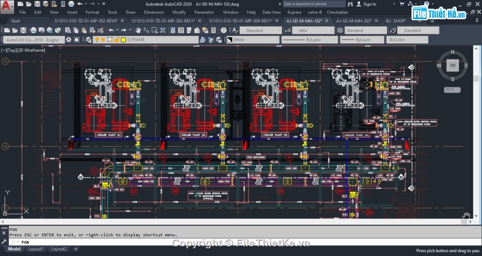 hệ thống chiller công nghiệp,Autocad hệ thống Chiller,Hệ thống Chiller,Thiết kế hệ thống Chiller