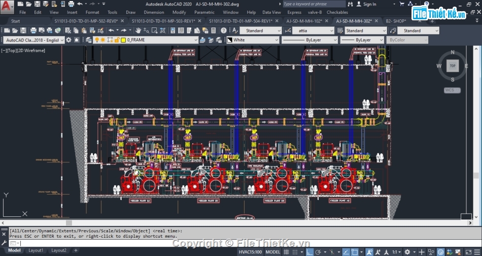 hệ thống chiller công nghiệp,Autocad hệ thống Chiller,Hệ thống Chiller,Thiết kế hệ thống Chiller