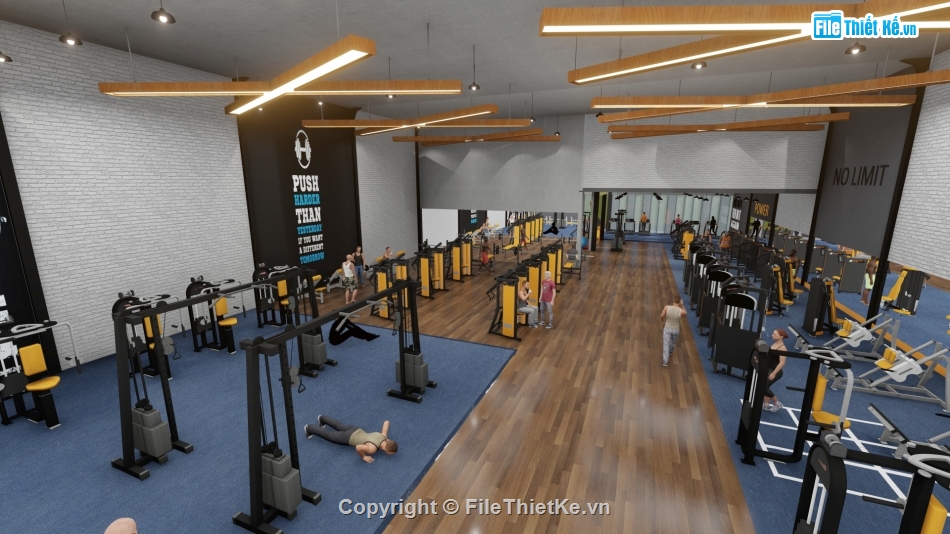 nội thất phòng gym,mẫu phòng tập gym,nội ngoại thất phòng gym,phòng tập gym - yoga,phòng gym 2 tầng,phòng gym 30x40m