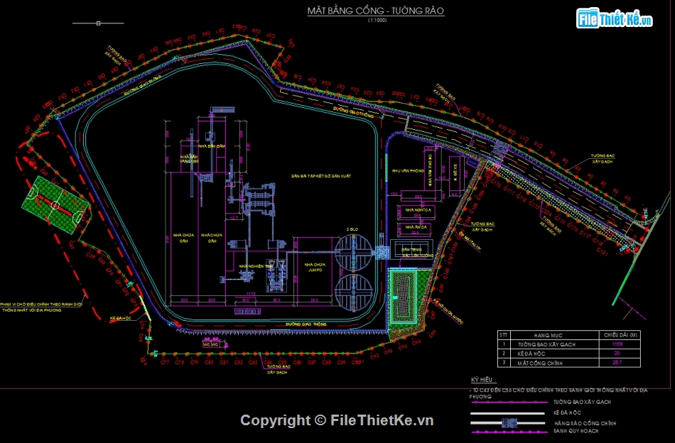 Hàng rào gạch xây,cổng nhà máy,Hàng rào nhà máy,file cad hàng rào nhà máy gỗ