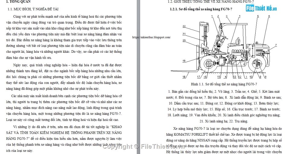 Hệ thống phanh xe nâng,phanh xe nâng hàng FG70-7,đồ án phanh xe