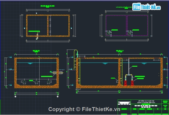 Hệ thống nước thải,mẫu bể xử lý nước thải,Xử lý nước thải,Cụm bể sinh học