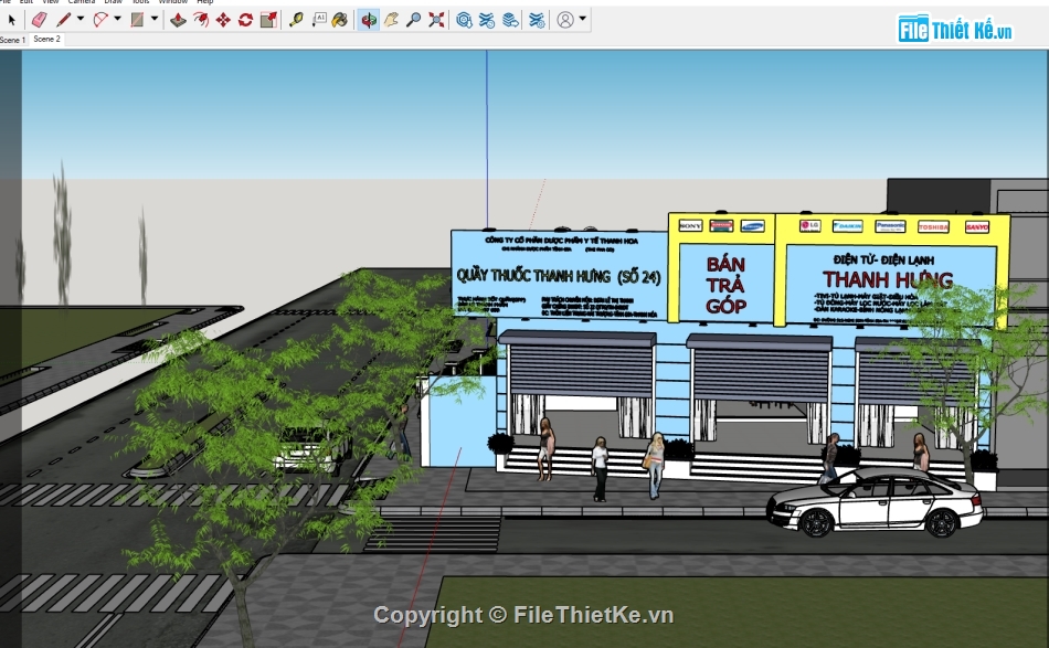 thiết kế nhà ở lô góc,nhà ở kết hợp kinh doanh,kiến trúc nhà 1 tầng,file cad nhà lô phố