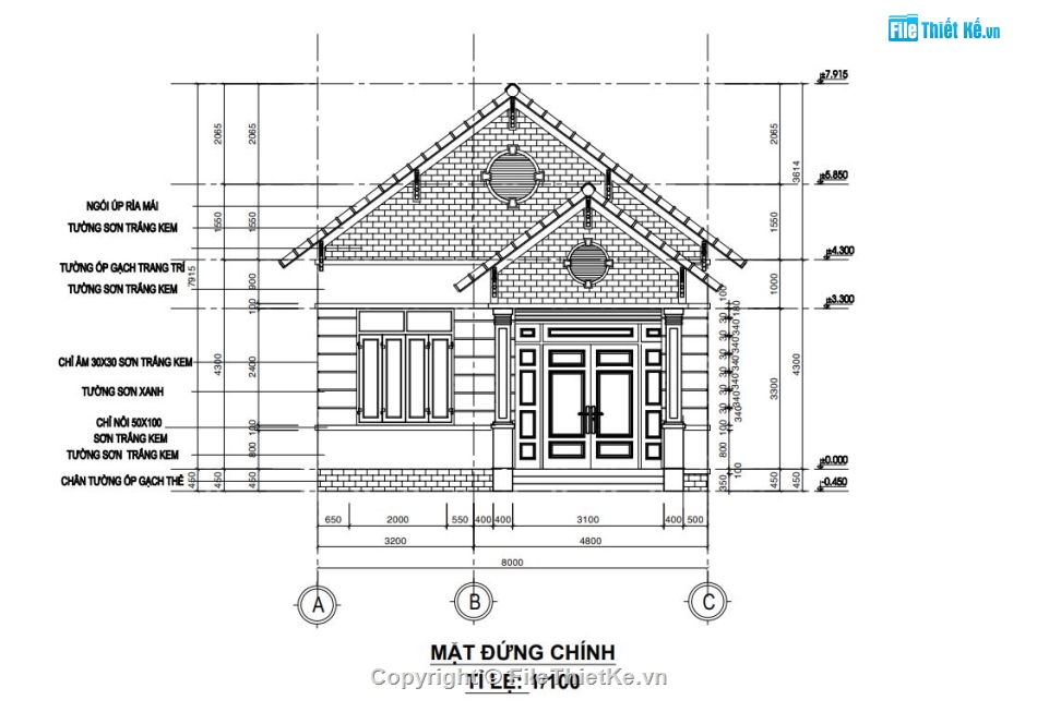 nhà cấp 4 mái thái,thiết kế nhà cấp 4,nhà cấp 4 8x10.8m,file cad nhà cấp 4,nhà cấp 4 file autocad