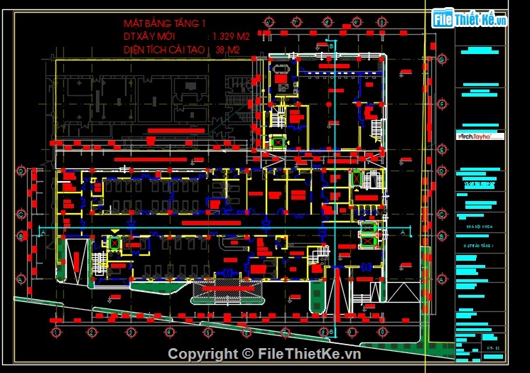kiến trúc bệnh viện,bản vẽ bệnh viện,bản vẽ cải tạo
