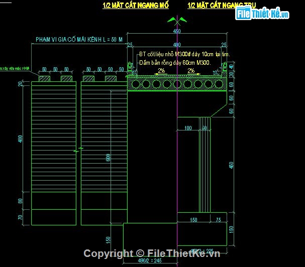 cầu bản,bản vẽ bê tông,bê tông cốt thép,bản vẽ bê tông cốt thép,Cầu bản 2 nhịp l = 12m