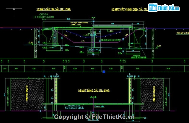 Hồ Sơ Bản Vẽ Cầu Bản Đổ Tại Chỗ 2 Nhịp Giản Đơn Bê Tông Cốt Thép Thường  Chiều Dài Nhịp 12M