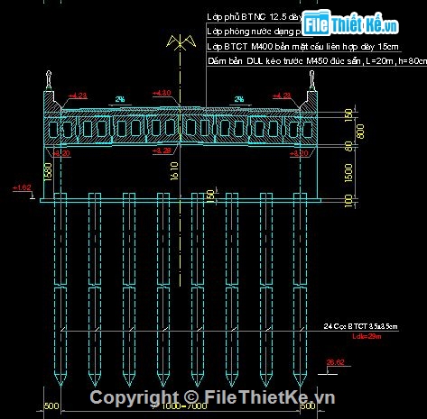 dầm bản rỗng,Hồ sơ cầu dầm bản rỗng,Hồ sơ cầu dầm bản rỗng L = 20m,bản vẽ cầu,Bản vẽ cầu bản,bản vẽ cầu dầm bản