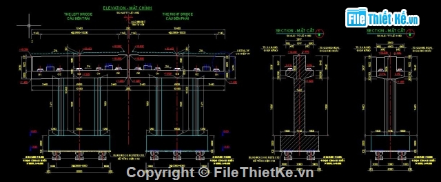 bản vẽ cầu,chi tiết dầm I,bản vẽ công trình cầu,chiều dài nhịp L = 33m,mố cầu là mố chữ U,xã mũ dạng chữ T ngược.