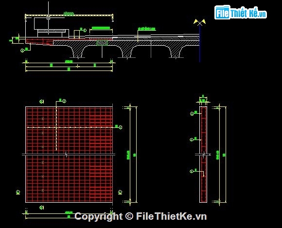 bê tông cốt thép,dự án,bản dầm,bản vẽ cầu dầm T,cầu 3 nhịp 2 x 12m +9m
