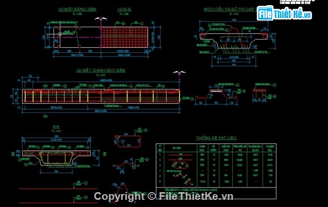 cầu dầm,cầu bản,hồ sơ cầu,bản vẽ cầu dầm T275,dự ứng lực kéo trước,cầu nhịp L = 6m