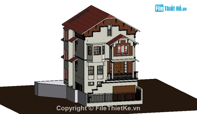 Biệt Thự 3 tầng,BT 3 tầng,Biệt thự Revit