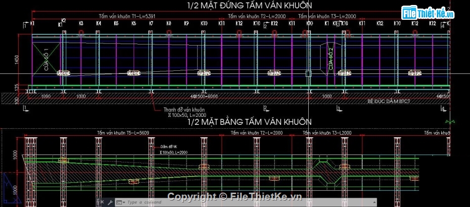 ván khuôn,chi tiết dầm I,bản vẽ dầm bản