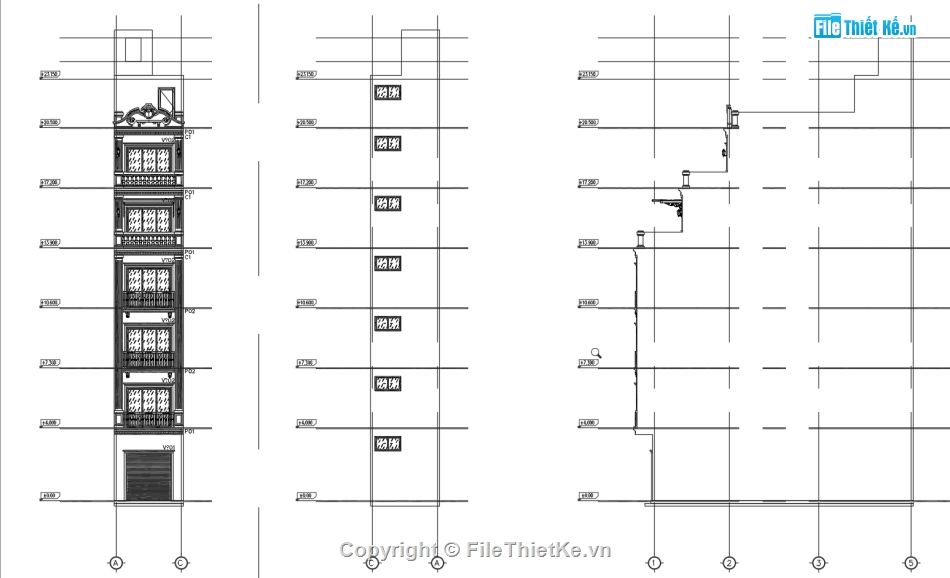 Cad nhà phố 7 tầng,kết cấu nhà phố 7 tầng,File cad nhà phố 7 tầng,cad kết cấu nhà phố