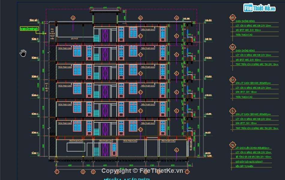 cad khách sạn,bản vẽ khách sạn 7 tầng,thiết kế khách sạn,Khách sạn 7 tầng 8x23.1m,mẫu khách sạn 7 tầng