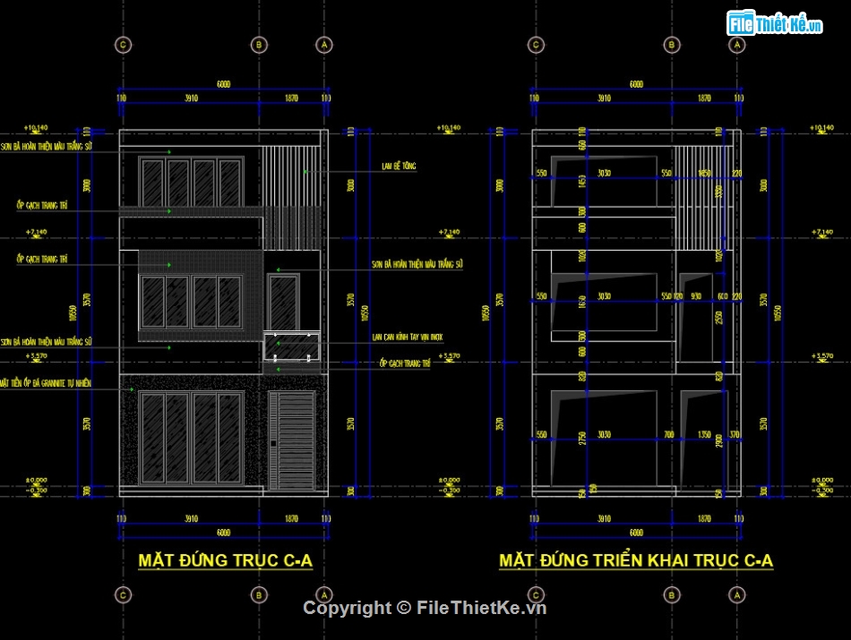 bản vẽ nhà 3 tầng,nhà 3 tầng 6x13.5m,nhà 3 tầng 6x14m,nhà lô phố 3 tầng 6x13m,kiến trúc nhà phố 3 tầng