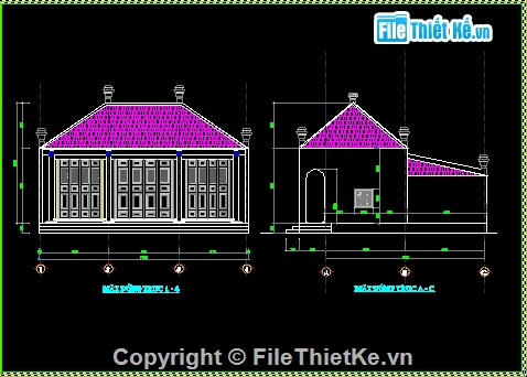 Bản vẽ chùa 11.6x10.3m,BV KT+KC chùa,bản vẽ chùa đẹp