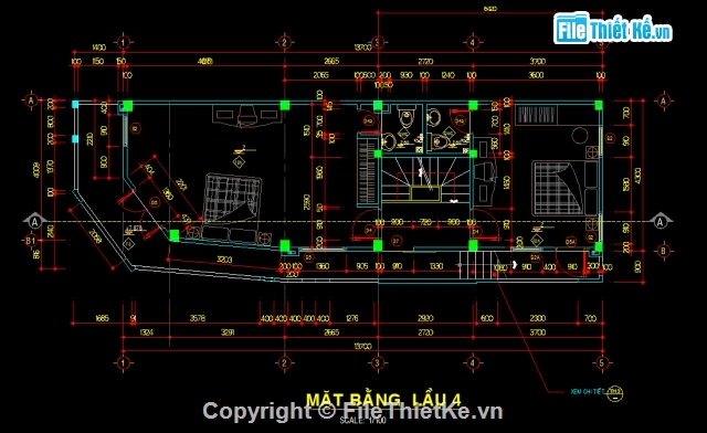 Bản vẽ Nhà phố,Nhà phố 4.3x13.7m,Nhà phố 6 tầng 4.3x13.7m,Nhà phố