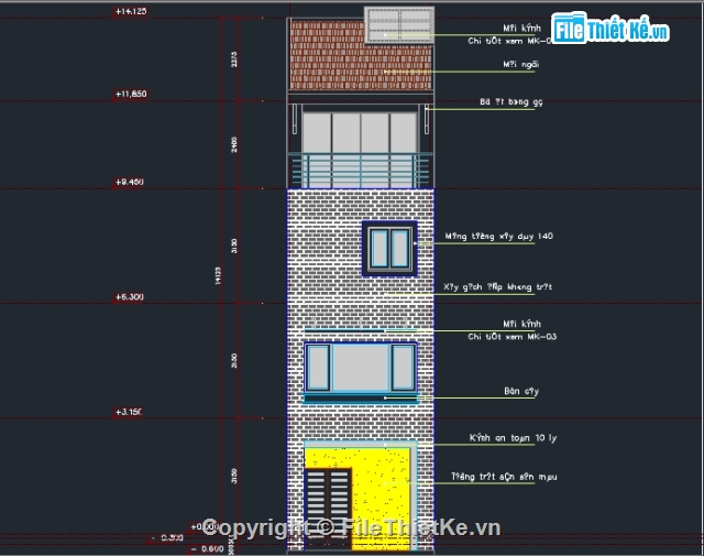 4 tầng,nhà kích thước 4 x 14m,bản vẽ nhà 4 tầng,bản vẽ nhà phố 4 tầng,nhà 4 tầng