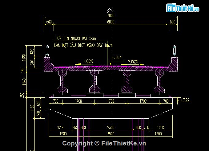 thiết kế kỹ thuật,cầu b=7m,dầm 33m,dầm 24.54,dầm i 33m,thiết kế cầu