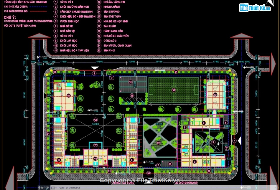 full bản vẽ trường liên cấp,bản vẽ cad trường mầm non,bản vẽ cad thi công trường tiểu học