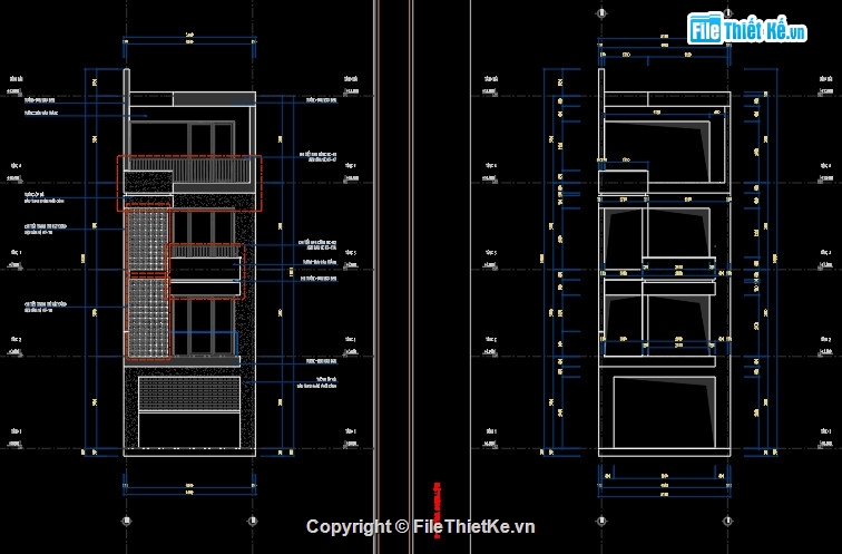 Nhà phố 4 tầng,bản vẽ nhà phố 4 tầng 5x15m,bản vẽ nhà 4 tầng,kiến trúc nhà phố 4 tầng