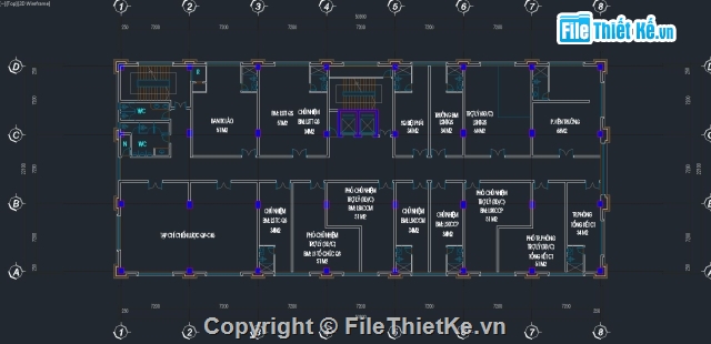 thiết kế nhà 7 tầng,thiết kế nhà làm việc,Nhà làm việc 7 tầng,7 tầng,Nhà làm việc 7 tầng 22.1x50.9m