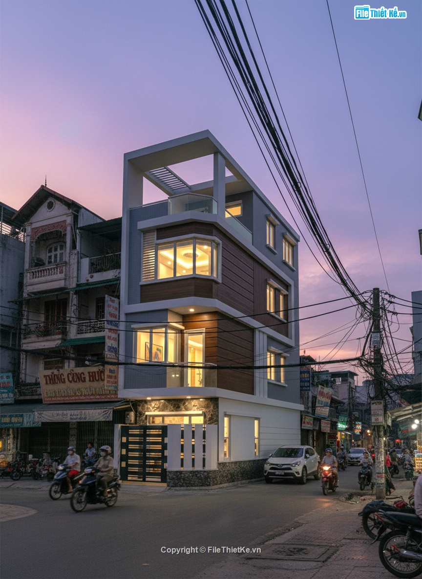 Hồ sơ,nhà phố 2 mặt tiền,thi công,kỹ thuật,nhà 2 tầng mặt phố,4 tầng