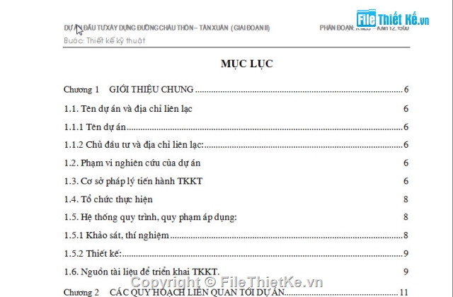 cầu đường,Hồ sơ mẫu tuyến,cầu đường Châu Thôn - Tân Xuân,có mặt cắt ngang B=5.5+2x1m