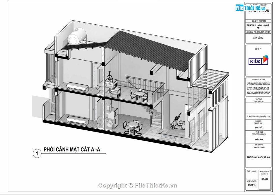 Revit nhà phố gác lửng,Nhà phố gác lửng 5x11.2m,autocad nhà phố gác lửng,file revit nhà phố lợp tôn